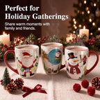 Topadorn Christmas Mugs Set of 4, Festive Coffee Cups with Handle, 18 oz Ceramic Coffee Cups - Gift for Family and Friends, Ideal for Holiday Party, Hot Chocolate, Tea - Image 5