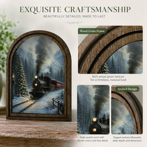 Christmas Train Arched Table Sign, Vintage Winter Farmhouse Decor - Image 4
