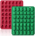 HKNMTT Christmas Silicone Molds for Xmas Candy Chocolate Wax Decor, 84 Cavity 7 Shapes Gummy Mould, Including Santa Gift Box Snowflake Bell Glove Tree Gingerbread Food Grade Holiday Baking DIY Moulds by HKNMTT