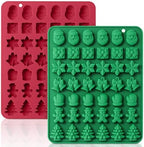 HKNMTT Christmas Silicone Molds for Xmas Candy Chocolate Wax Decor, 84 Cavity 7 Shapes Gummy Mould, Including Santa Gift Box Snowflake Bell Glove Tree Gingerbread Food Grade Holiday Baking DIY Moulds by HKNMTT
