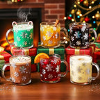 Maxcheck 6 Pack 12 oz Laser Snowflake Coffee Mugs Christmas Glass Cups - Image 3