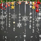 Crystal Christmas Tree Ornaments, Clear Acrylic Snowflake & Icicle, 48pcs - Image 2