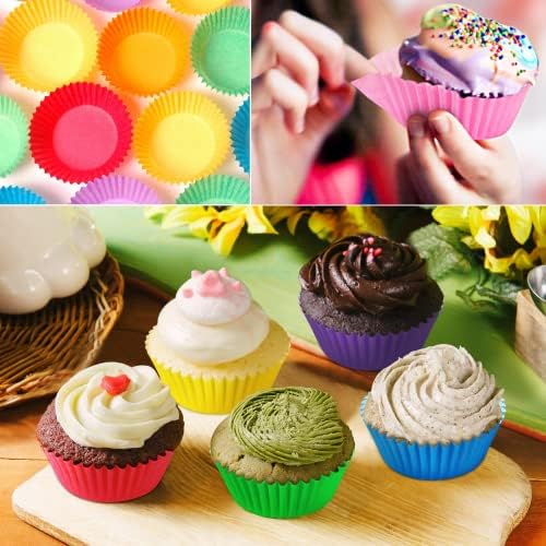SANNIX 450pcs Rainbow Bright Cupcake Liners, Colorful Baking Cups Cupcake Wrappers Paper Wraps Muffin Liners for Birthday Pride Party Decorations Supplies(9 Colors) - Image 4