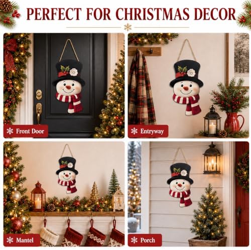 Christmas Decorations - Winter Snowman Wooden Welcome Sign for Front Door - Image 7