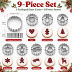 Crethinkaty 9 Pcs Mini Christmas Linzer Cookie Cutters Set, Stainless Steel Cookie Cutters, Christmas Tree, Gingerbread Man, Snowman, Elk - for Christmas Winter Holiday Baking - Image 2