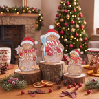 Suzile 3 Pcs Christmas Gingerbread Snowman Decoration Wooden Winter Decor - Image 2
