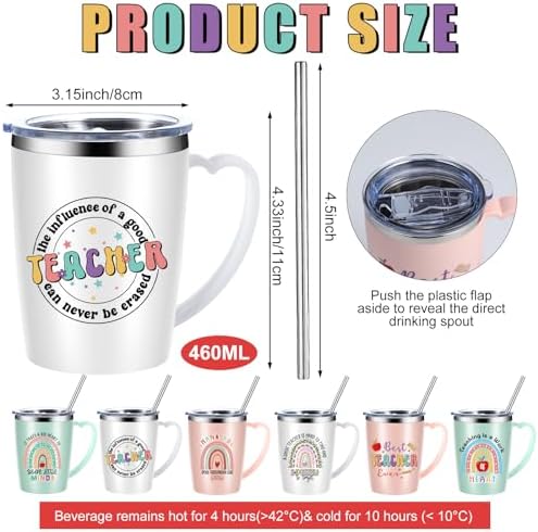 Maxcheck 6 Pcs Teacher Appreciation Gifts Mugs Bulk 16Oz Insulated Tumblers - Image 3
