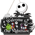 Halloween Christmas Nightmare Decorations Hanging Wooden Door Sign by AroscheBanners