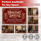 Holiday Sweets Sign, Christmas Candy Cane Decor, Vintage Wall Art - Image 2
