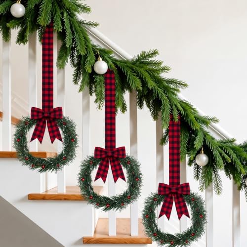 Retrowavy 12 Pcs Christmas Kitchen Cabinet Wreaths with Ribbon Small Wreath - Image 4