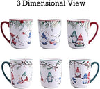 Bico Christmas Gnome Ceramic Mug Set of 4, Christmas Coffee Mugs, 16oz Holiday Cups for Tea, Cocoa, or Hot Drinks, Microwave & Dishwasher Safe - Image 4