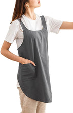 Cotton Cross Back Aprons Solid Color Cooking Kitchen Garden Smock - Image 2