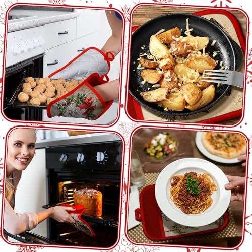 Jingmore 12 Pcs Christmas Pot Holders with Pocket for Kitchen Cooking Gift - Image 4