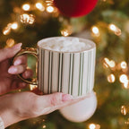 Sweet Water Decor Green Stripe Coffee Mug, 14oz China Christmas Mug with Gold Handle, Large Holiday Winter Cup for Coffee, Tea & Hot Chocolate, Stocking Stuffer Gifts for Women - Image 3