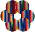 YETTASBIN Mexican Blanket Stripes 6 Pcs Drink Coasters with Holder, Cotton Woven Absorbent Heat-Resistant Round Coaster Non-Slip Table Mat for Kitchen Bar Home Decor Housewarming Gift, 3.9 in - Image 2