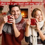 Bokon 4 Pcs Valentine Glass Coffee Mugs, 12 oz, Red Heart - Image 6