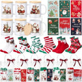 Meanplan 6 Set Christmas Mugs Gift Bulk, Fuzzy Socks Cards Bags, Classic by Meanplan
