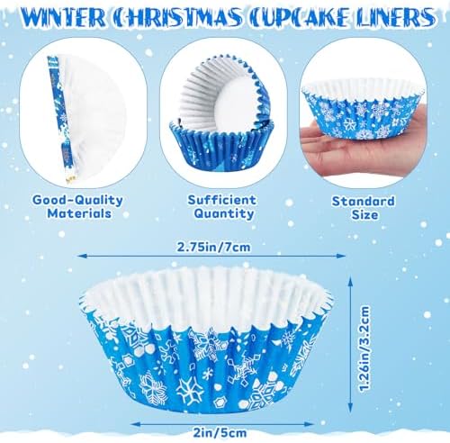 SANNIX 450pcs Winter Christmas Cupcake Liners Snowflakes Cupcake Wrappers - Image 2