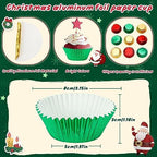 SANNIX 450Pcs Foil Cupcake Liners Christmas Metallic Cupcake Liners - Image 2