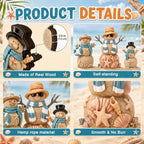 Suzile 3 Pcs Christmas Coastal Snowman Decoration Wooden Indoor Decor - Image 5