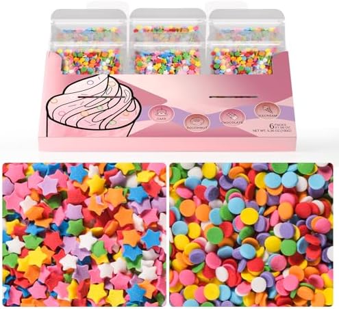 Rainbow Star Sprinkles, Round Confetti Sprinkles for Cake Decorating, 180g by Unknown