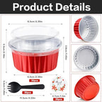 Red Mini Cake Pans with Lids, 5oz Round Mini Loaf Pan ZOXILEN 60Pack - Image 2