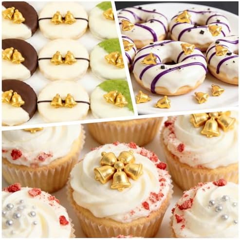 Edibles Gold Bells Sprinkles for Cake Decorating, 150g/5.29oz, Golden Sprinkles Edible, Metallic Sugar Bell Shape Sprinkle, Cupcake Decoration, Cookies Donuts Topper, Baking Party Supplies - Image 4