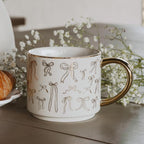Sweet Water Decor Gold Bows Mug, 14oz Fine Bone China Coquette Tea Cup for Hot & Cold Drinks, Cute Coffee Mug with Golden Bow Patterned Design, Gold Handle & Rim, Gifts for Women - Image 5