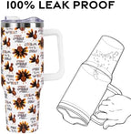 Thanksgiving Tumbler with Handle and Straw Lid 40 oz,Cute Gobble till you Wobble Turkey Gifts for Women Vacuum Insulated Leak Proof Tumbler,Winter Holiday Accessories Stainless Steel Coffee Cup Mug - Image 4