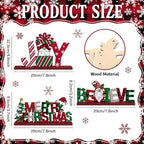 3 Pcs Christmas Table Decorations, Wooden Christmas Decor Indoor - Image 3