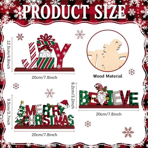 3 Pcs Christmas Table Decorations, Wooden Christmas Decor Indoor - Image 3