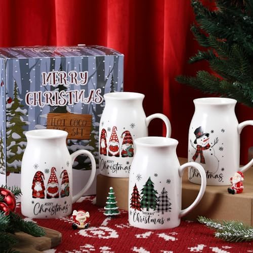 Hushee Christmas Mugs Set of 4 with Gift Box, 13.5 oz, Plaid - Image 3