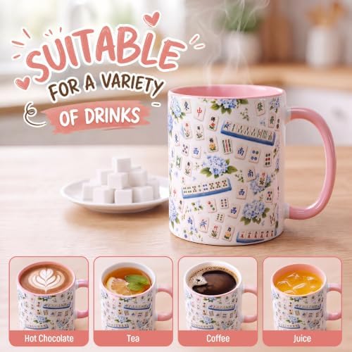 Christmas Mahjong Gift Mug 11oz Hydrangea Ceramic Coffee Mug - Image 6