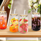 Coquette Cute Glass Cup 4Pack 18oz Drinking Smoothie Tumbler - Image 6