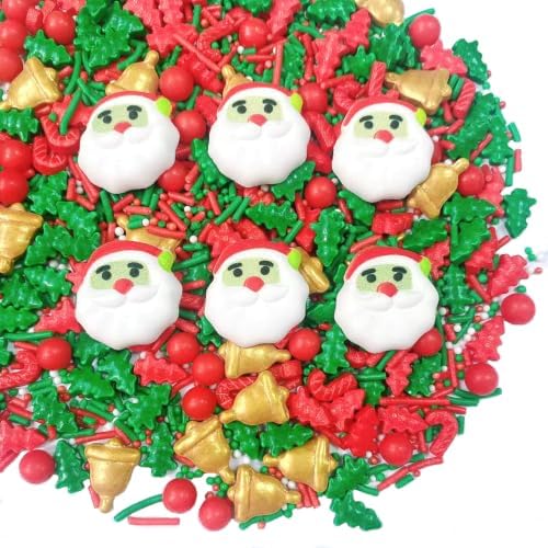 Sentovac Sprinkle Santa Claus Christmas Tree Bells Mix Red Green Sprinkles Edible for Cake Decorating Cookie Cupcake Topper Baking Decorations Halloween Christmas Supplies by SentovacCakeSprinkles
