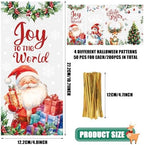 CCINEE 200PCS Christmas Cellophane Treat Bags, Xmas Clear Cello Gift Bags Candy Goodies Bags with Twsit for Christmas Holiday Party Favors - Image 2