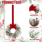 Sggvecsy 6 Pcs Christmas Mini Cabinet Wreaths Norfolk Pine Wreath with Ribbon Bows Red Berry Artificial Small Kitchen Wreath for Window Front Door Farmhouse Wall Pillars Xmas Decorations - Image 7