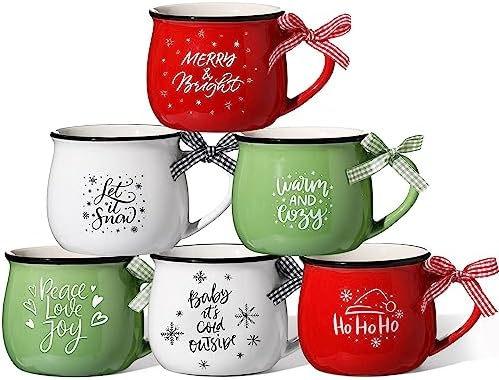 Sawysine 6 Set Christmas Coffee Mugs, Holiday Gift by Sawysine