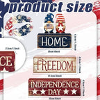 4th of July Table Decorations Patriotic Memorial Day Tiered Tray Decor Wooden Gnome Block Signs Independence Farmhouse 250th July Fouth Centerpiece for Tables Wooden Sign for Home Decor - Image 3