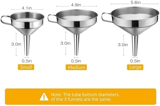 Kitchen Funnel, 3 Piece Stainless Steel Funnels Set - Image 4