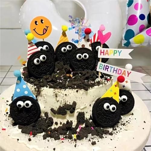 Sentovac 1cm Candy Eyeballs Eyes Edible Sugar Sprinkles Cookie Cake Cupcake Toppers Decorations Small Candy Eyes for Christmas Halloween Easter Cake Decorations Supplies - Image 6
