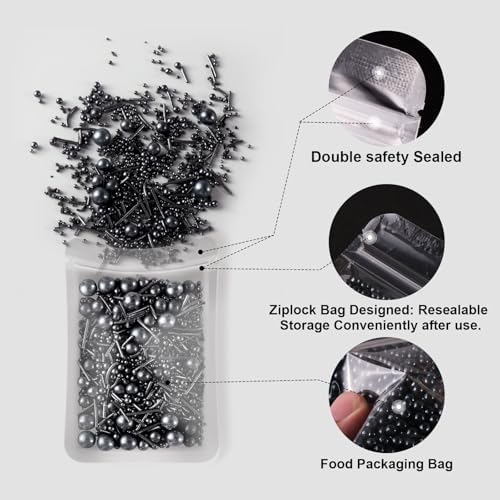 Black Sprinkles, Black Pearl Sprinkles for Cake Decorating, Cupcakes, 180g - Image 5