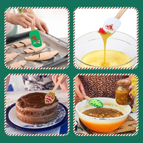 12 Pcs Christmas Silicone Spatula Pot Holder Set Xmas Baking Gift, Vibrant - Image 4