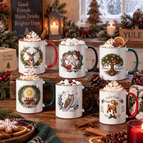 Didaey 6 Pcs Yule Winter Solstice Ceramic Mug for Women - Image 2