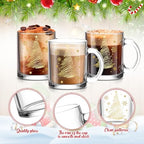 Maxcheck 6 Pack 12 oz Christmas Coffee Mugs Glass Cups with Handle - Image 6