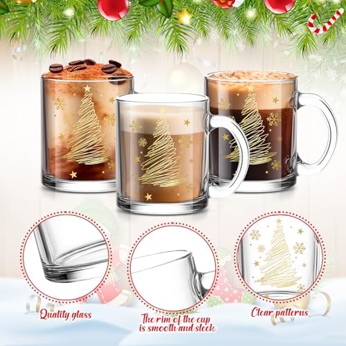 Maxcheck 6 Pack 12 oz Christmas Coffee Mugs Glass Cups with Handle - Image 6