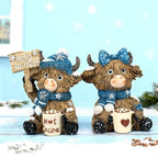 2 Pack Winter Highland Cow Figurine Decor, Resin Table Decor - Image 6