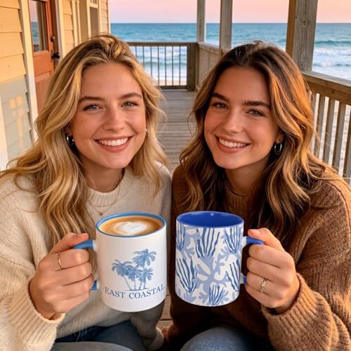 Didaey 6 Pcs Coastal Coffee Mugs, Blue Starfish Ceramic 12 oz Summer - Image 5