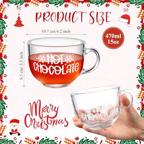 Sliner 6 Pcs Christmas Glass Coffee Mugs 16 oz Footed Irish Style Glasses - Image 3