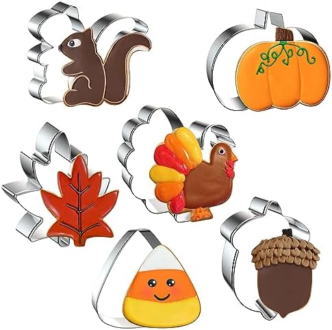 6PCS Thanksgiving Cookie Cutters Set, Holiday Cookie Cutter by FUSOTO